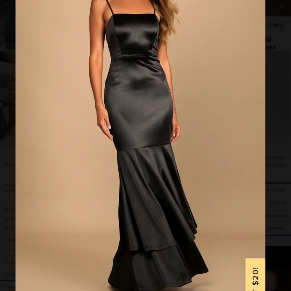 Contemporary black romance Satin lulus dress
